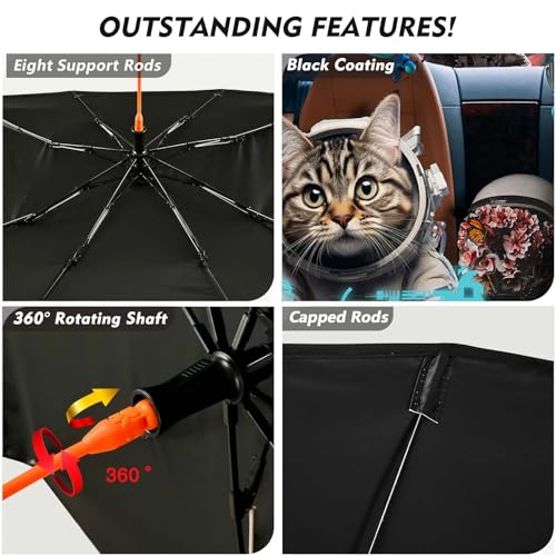 Funny Dog Cat Car Windshield Sun Shade Astronaut Foldable Car Umbrella Sun Visor Sunshade Cover for Most Vehicles - color: Astronaut Cat Dog