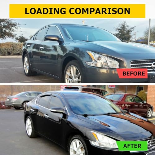 Side Window Deflector Visor Rain Guard fit for 2009-2015 Nissan Maxima,4pcs Outside Mount Tape-on Shatterproof Dark Smoke Window Shades 94100 - size: 2009-2015 Maxima