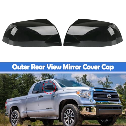 Osompar Glossy Black Outer Rear View Mirror Cover Cap Front Driver Passeger Side for Toyota Tundra 2007-2021 Toyota Sequoia - color: Glossy Black