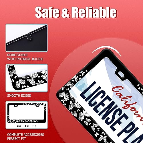 Butterfly License Plate Frame Beautiful Butterflies License Plate Stainless Steel Auto Parts with Screws Size 12.3" x 6.3" for Men Women - color: Butterfly