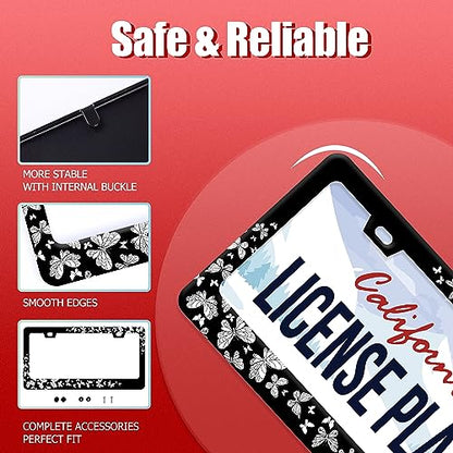 Butterfly License Plate Frame Beautiful Butterflies License Plate Stainless Steel Auto Parts with Screws Size 12.3" x 6.3" for Men Women - color: Butterfly
