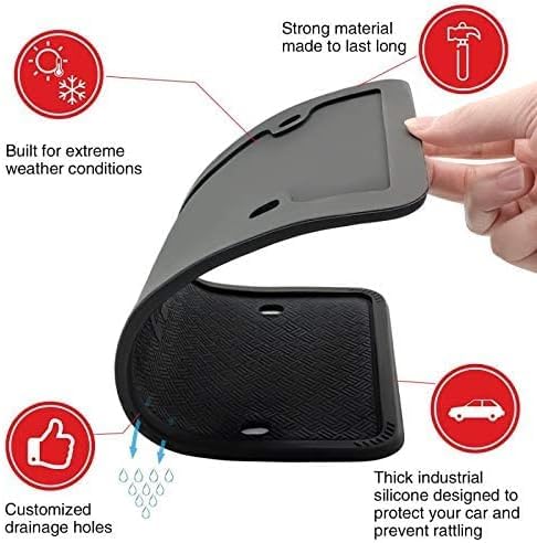 XCLPF Silicone Black License Plate Frame Covers 1 Pack- Front and Back Car Plate Bracket Holders. Rust-Proof, Rattle-Proof, Weather-Proof (Black) - color: 1 Pack Black