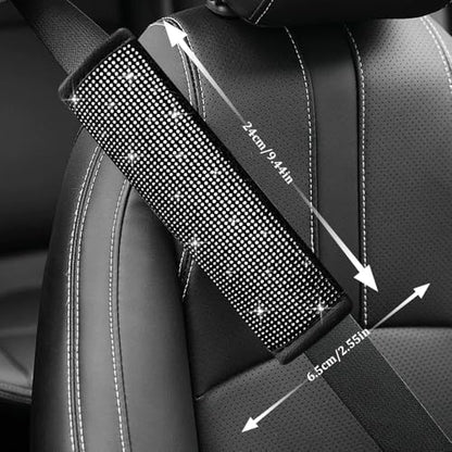 2PCS Bling Seat Belt Covers, Seat Belt Cover Pad, Car Seatbelt Shoulder Pads with Rhinestone, Auto Accessories Comfortable Automotive Neck Shoulder Mat Cushion for Car Truck SUV (White) - color: White