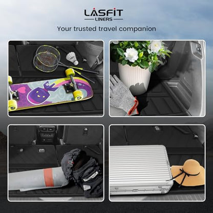 LASFIT Cargo Mat with Backrest Mat for Honda Pilot 2023 2024 2025 2026, Split & One-piece Foldable Seating TPE Custom Fit Trunk Mat Cargo Liner with Seatback Mat Accessories, Black - style: 3）For Honda Pilot | 2023-2026 | Trunk Mat