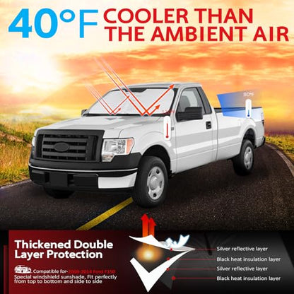 KAYZT Windshield Sun Shade for 2009-2014 Ford F150 Foldable Sunshade Front Window Custom Fit Car Accessories - size: for 2009-2014 Ford F150