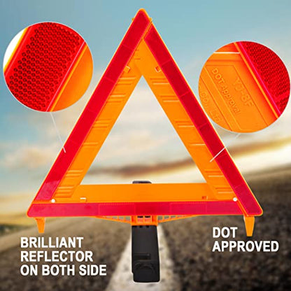 CARTMAN 3 Pack Warning Triangle DOT Approved, Identical to United States FMVSS 571 125 Reflective Warning Road Safety Triangle Kit with White Case