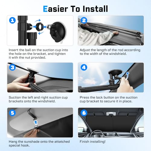 KUST Upgraded 2 Pack Retractable Automotive Sunshade Car Window Sunshades (Not fit for Truck), Adjustable Auto Thickened Sunshade, Car Accessories for All Season, Black and Silver, Blocks UV Rays - size: Universal Automatic Sunshades