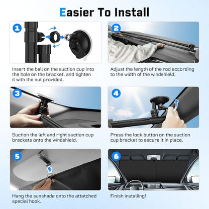 KUST Upgraded 2 Pack Retractable Automotive Sunshade Car Window Sunshades (Not fit for Truck), Adjustable Auto Thickened Sunshade, Car Accessories for All Season, Black and Silver, Blocks UV Rays - size: Universal Automatic Sunshades