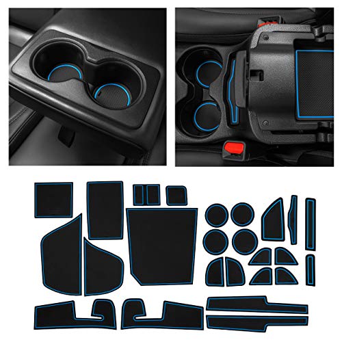 CupHolderHero Compatible with Jeep Cherokee Accessories 2019-2023 Premium Custom Interior Non-Slip Anti Dust Cup Holder Inserts, Center Console Liner Mats, Door Pocket Liners 25pc Set (Blue Trim) - color: Blue Trim, size: Cherokee 2019-2023