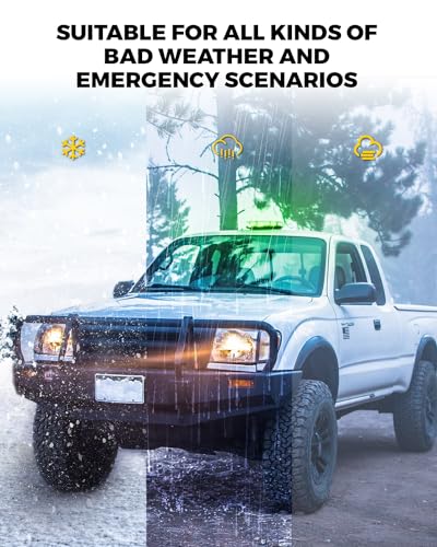 Xprite Upgraded 12" 72LED Rooftop Mini Strobe Lights, Emergency Safety Flashing Beacon Light Bar with Magnetic Base for 12V-24V Construction Vehicles, Trucks, Snow Plow, Postal Car (Green) - color: Green