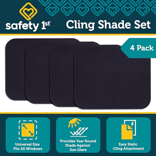 Safety 1st Cling Car Window Shades for Baby, 4 Pieces, Sun Blocker and UV Protection, Static Cling Privacy Shade, Black Tint - size: Pack of 4