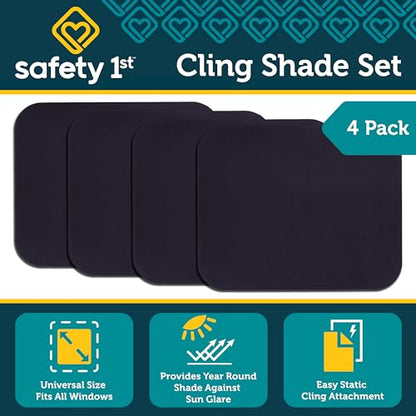 Safety 1st Cling Car Window Shades for Baby, 4 Pieces, Sun Blocker and UV Protection, Static Cling Privacy Shade, Black Tint - size: Pack of 4