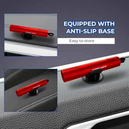 2 Pack Car Safety Hammer Car Window Breaker Seatbelt Cutter Emergency Escape Tool Car Glass Breaker for Land and Underwater Life-Saving Car Safety Kit Essentials Car Accessories(Black+Red) - color: Black+Red