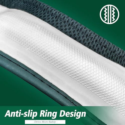 ZHOL Green Steering Wheel Cover,Soft Microfiber Leather,Non-Slip and Breathable Car Steering Wheel Cover for All Season,Universal Fit for 15 Inch - color: Green