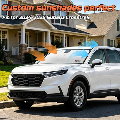 Windshield Sun Shade Compatible for 2024-2026 Subaru Crosstrek Impreza Silver Reflective Foldable Front Sun Visor Sunshade Protector with Storage Bag Keep Interior Cool
