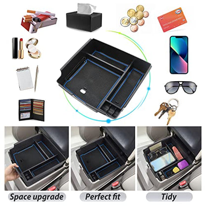 SKTU for 2022-2024 2025 2026 Kia Carnival Center Console Organizer 2022-2024 2025 2026 Carnival Accessories Insert ABS Materials Tray 2024 2025 2026 Carnival Console Tray with Coin and USB Hole (Blue) - color: Blue