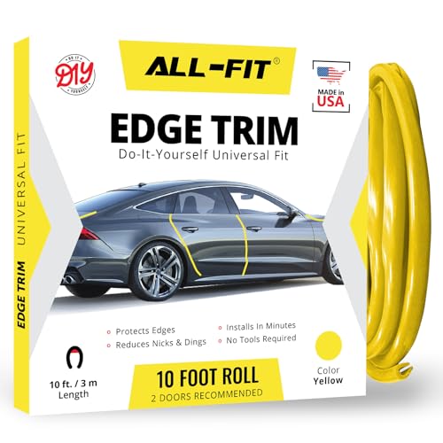 All-Fit Automotive Car Door Edge Protector – Universal DIY Edge Trim to Prevent Scratches & Dings – Flexible Adhesive Molding Trim for Cars, Trucks & SUVs (10 Ft - Yellow) - color: Yellow