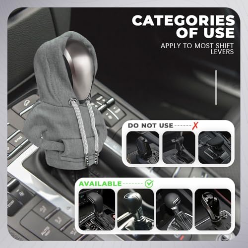 Gear Shift Hoodie, Gear Shift Cover, Fashionable Hoodie Automotive Gear Shift Knob Protector, Car Accessories Mini Sweater Gear Shift Knob Cover for Car Gear Shift Levers (Gray) - color: Gray