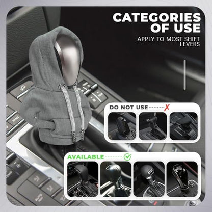 Gear Shift Hoodie, Gear Shift Cover, Fashionable Hoodie Automotive Gear Shift Knob Protector, Car Accessories Mini Sweater Gear Shift Knob Cover for Car Gear Shift Levers (Gray) - color: Gray