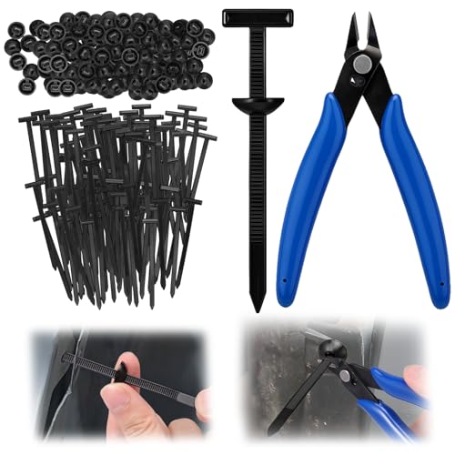 XANGNIER 150 Pcs Nylon Universal Cable Tie Buckle with Wire Cutter,Multipurpose Self Locking Zip Tie Clips Automotive,Snap Fit Nylon Fastening Clip for Car Repairs Auto Bumper Fender Liner Fasteners - color: 150pcs