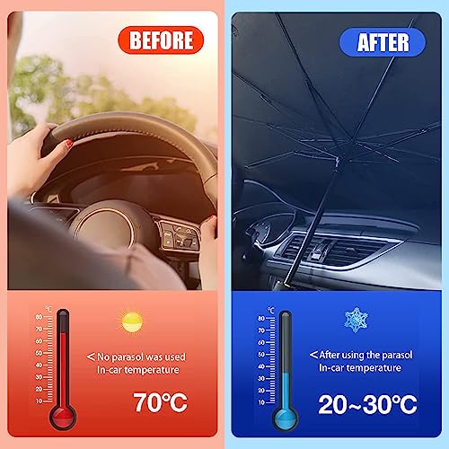 1 PC Windshield Sun Shade for Car, Foldable Reflective Sunshade for Front Window Protect Vehicle from UV Sun and Heat, Keeps Vehicle Cool Fit Most Vehicles - Opening Design (55 x 31 inches) - size: 55"*31" # Opening Design