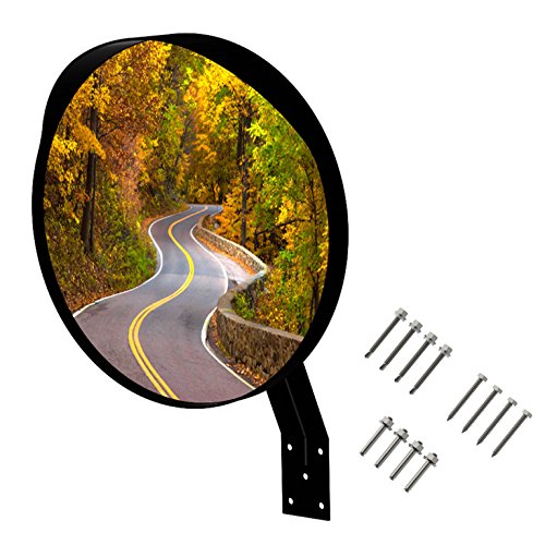 BLACK 12 inch Convex Mirror, Outdoor or Indoor, Wide Angle View, Curved Traffic Safety and Security Mirror 310 mm - color: BLACK, size: 12-INCH BLACK