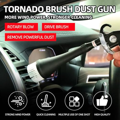 Tornado Car Cleaning Gun, High Pressure Air Blow Gun Air Blower Gun with 2 Nozzles & 2 Microfiber Towels, Durable Metal Body Tornador Car Cleaning Gun for Car Interior Detailing Air Gun