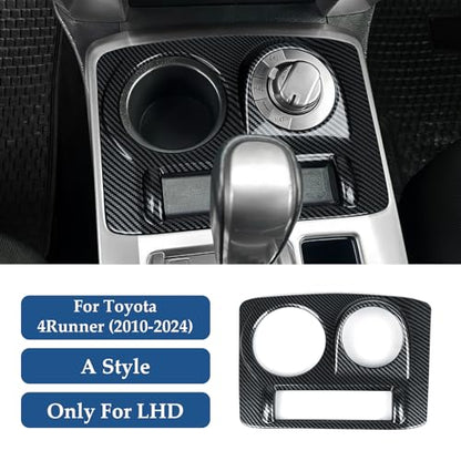 Car Cup Holder ABS Sticker Carbon Fiber Decal Cover Interior Trim Accessories for Toyota 4Runner SUV 2010-2025 Black （A） - color: Cup Holder a