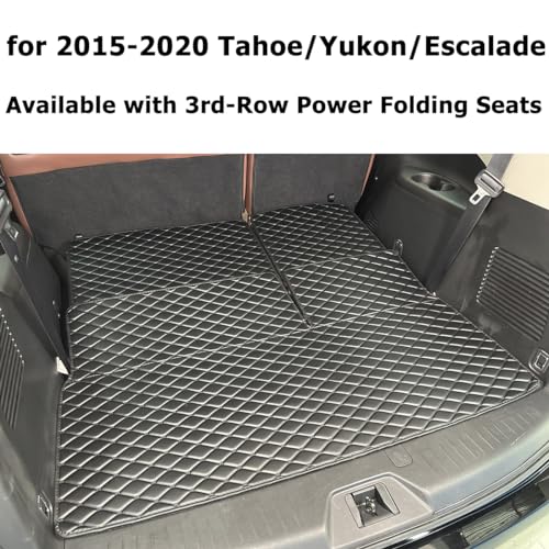 Cargo Mat for 2015-2020 Chevrolet Tahoe/GMC Yukon/Cadillac Escalade (Available with 3rd-Row Power Folding Seats) Trunk Mat and Rear Backrest Mat Cargo Liners All Weather Anti-Slip