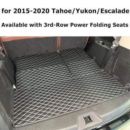Cargo Mat for 2015-2020 Chevrolet Tahoe/GMC Yukon/Cadillac Escalade (Available with 3rd-Row Power Folding Seats) Trunk Mat and Rear Backrest Mat Cargo Liners All Weather Anti-Slip