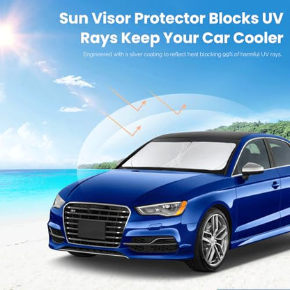 Custom Windshield Sunshade for Audi A4 A5 & S5 RS5 2018-2022 2023 2024 2025 Front Window Shades Cover for Windshield Sun Visor Screen Protector 210T Reflective Blocks UV Rays Cool Car Accessories - size: For Audi A4 A5 & S5 Rs5 2018-2024