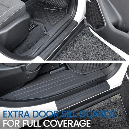 Floor Mats Set for 2024 2025 2026 Chevy Traverse & 2025 2026 Buick Enclave 7 Seats Captain Chairs, TPE All Weather Cargo Liner Trunk Mat Door Sill Guards Car Accessories - style: 24-26 7 Seats-Full Mats Set