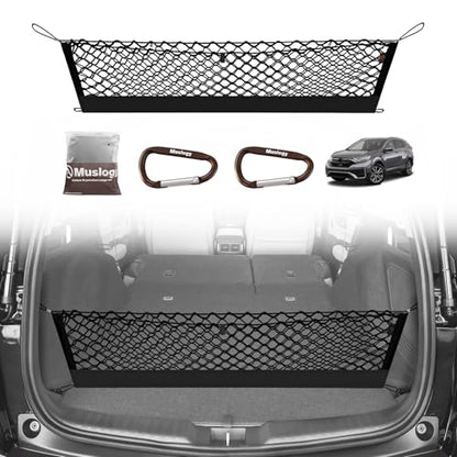Muslogy Trunk Cargo Net Compatible with 2017-2022 Honda CR-V Accessories, SUV Sedan Cargo Organizer Storage Net with Heavy Duty Carabiners - style: 2017-2022 CR-V