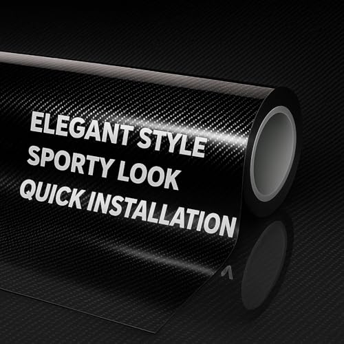 RockRose 7D Super Glossy Black Carbon Fiber Vinyl Wrap, Anti-Wrinkle, Air Release Automotive Bubble Wrap, Self Adhesive Car Vinyl Sticker DIY Decals 1FT x 5FT - color: 7D Black, size: 1FT x 5FT