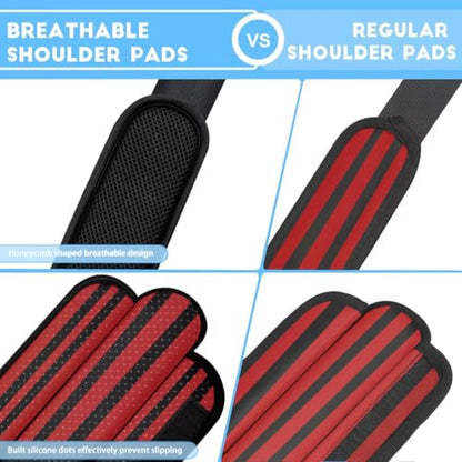 ZINZ 2-Pack Universal Shoulder Pad with Ultra Thick Cushion for Bag Luggage Bag Crossbody, Plus Long & Anti-Slip & Breathable,Black red Black - color: Black red Black