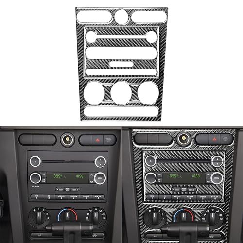 Carbon Fiber Car Interior Trim Stickers Central Instrument Console Panel Cover Kit Compatible with Ford Mustang GT Shelby 2005-2009 Accessories Decals 4PCS - color: CD Console Kit-black