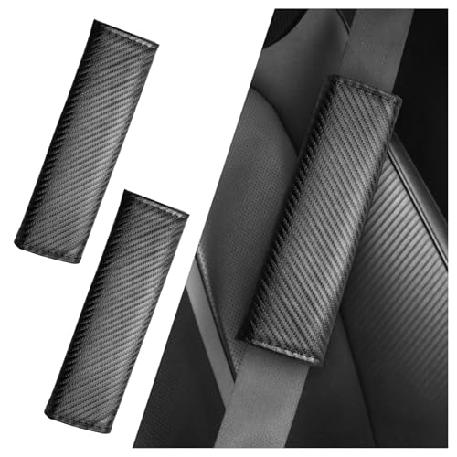 2PCS Carbon Fiber Seat Belt Cover Pad,Leather Seatbelt Covers for Reducing Shoulder & Neck Fatigue,Summer Essential Car Seat Strap Pads Car Accessories Interior for Most Vehicles (Carbon Fiber) - color: Carbon Fiber