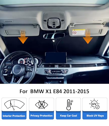 Windshield Sun Shade for BMW X1 E84 2011-2015 Accessories, Car Front Window Sun Visor & Heat Shield | 240T Sunshade Protection Blocks UV Rays Keep Your Car Cooler - size: For | X1 E84 2011-2015