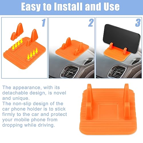 X AUTOHAUX Phone Holder for Car Universal Anti-Slip Dashboard Car Vehicle Cellphone Mobile Phone Pad GPS Mounting Mat Orange - color: Orange