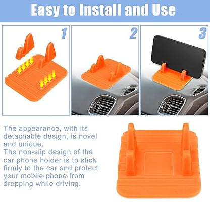 X AUTOHAUX Phone Holder for Car Universal Anti-Slip Dashboard Car Vehicle Cellphone Mobile Phone Pad GPS Mounting Mat Orange - color: Orange