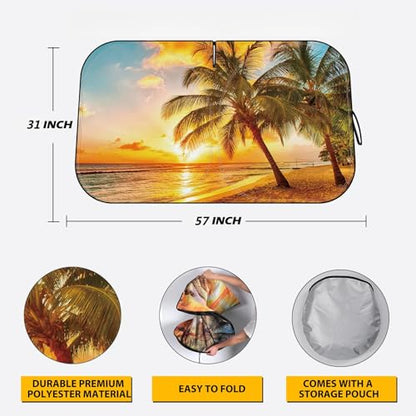 Car Windshield Sun Shade - Reflector Sunshade Offers Ultimate Protection for Car Interior, Cool Reflective Sun Blocker Fits Small Sedans, Mini SUVs - color: Sunrise-Yellow