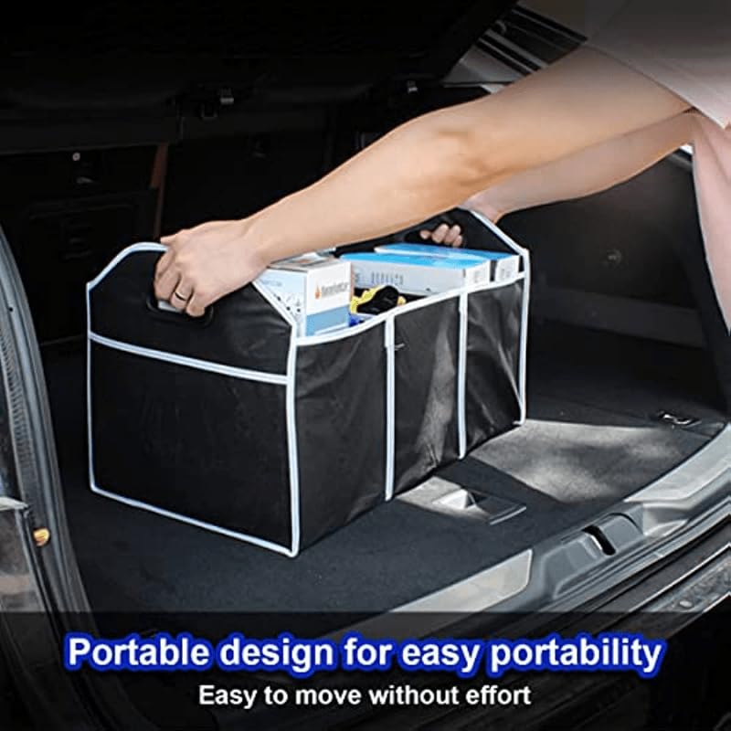 Car Trunk Organizer with 3 Compartments Folding Storage for Car, Large Capacity Cargo insulated Storage Boxes, Portable Waterproof Bags for Cargo Trunks, Universal SUV, Truck, Van Accessories