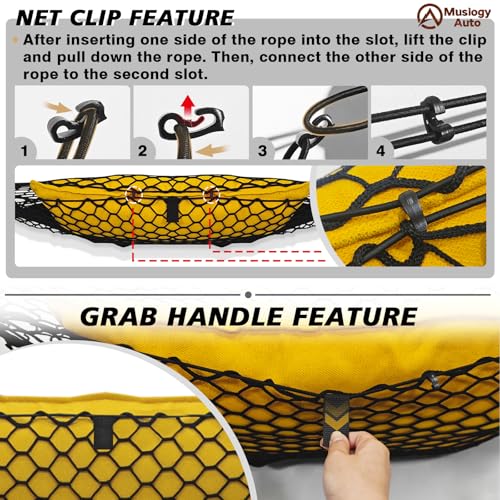 Muslogy Truck Bed Cargo Net Trunk Netting Compatible with Ford F-150 & Lightning 2015-2026 Accessories, Pickup Cargo Organizer SUV Sedan Storage Net w/Heavy Duty Carabiners - style: 2015+ F150 (Eye Bolt)