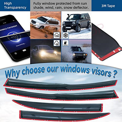 Set of 4 JDM 3D Wavy MU Style Front+Rear Smoke Sun/Rain Guard Outside Mount Tape-On Acrylic Window Visors Compatible with 06-11 Civic 4-Door Sedan - size: for 2006-2011 Honda Civic 4-Door
