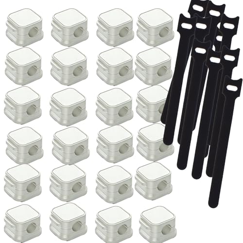 24 PCS White Magnetic Cord Holders Magnetic Cord Organizers for Home Office Adhesive Small Magnetic Cable Holders for Electronics Phone Desktop Includes 10 PCS Adjustable Cord Straps - color: white2