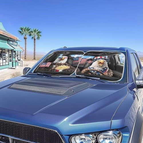 2 PCS Car Windshield Sun Shade,Eagle Car Front Window Sunshade Visor Shield Cover for Most SUV Truck - color: Eagle