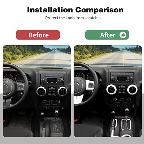 CheroCar 18PCS Interior Trim Kit for Jeep Wrangler JK JKU 2011-2018 4 Door,Steering Button Frame, Air Conditioning Vent Trim Cup Holder Cover,Gear Shift Knobs Frame,White,… - color: White
