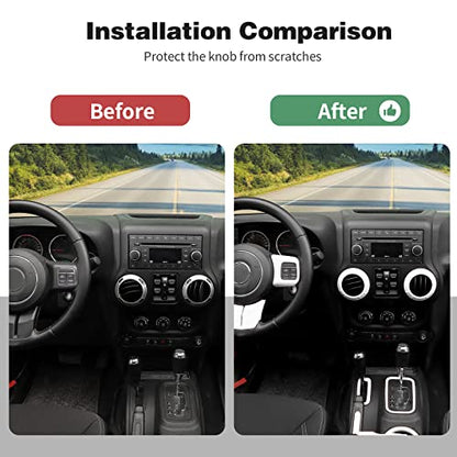 CheroCar 18PCS Interior Trim Kit for Jeep Wrangler JK JKU 2011-2018 4 Door,Steering Button Frame, Air Conditioning Vent Trim Cup Holder Cover,Gear Shift Knobs Frame,White,… - color: White