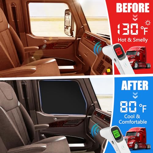 Side Window Sun Shade for Peterbilt 579 2022-2026, 567 2014-2026, Custom Fit 210T Reflective Sunshade for Semi Truck, 6-Layer Heat Insulation Privacy Protector, Block 99% UV Rays, 2PCS - size: Peterbilt 579 / 567 2014-2026