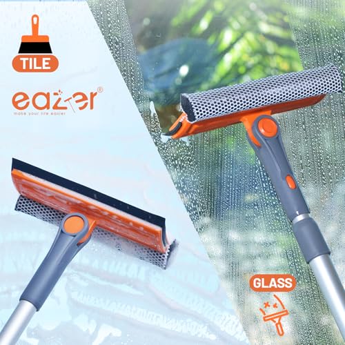 eazer Professional Window Squeegee, 2-in-1 Rotatable Squeegee for Window Cleaning Kit, Window Cleaner Tool, Window Washing Equipment Kit with Extension Pole (20''-30'') for Shower/Windshield - size: 20-30inch